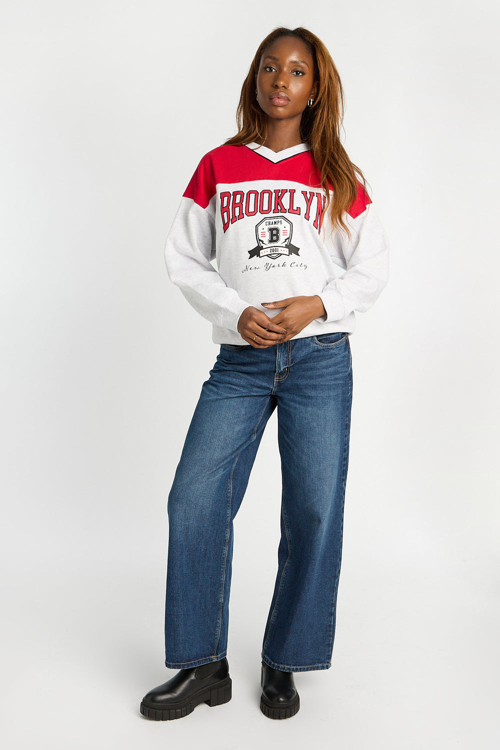 Sweatshirt à col en V décontracté Sweatshirt à col en V décontracté