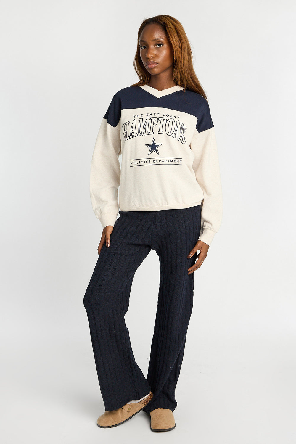 Sweatshirt à col en V décontracté Sweatshirt à col en V décontracté