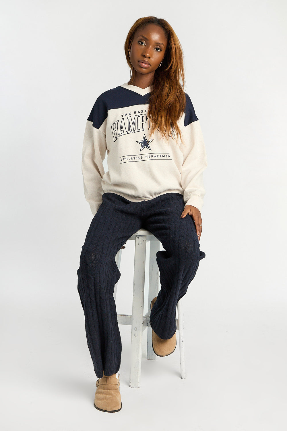 Graphic Relaxed V-Neck Sweatshirt Graphic Relaxed V-Neck Sweatshirt