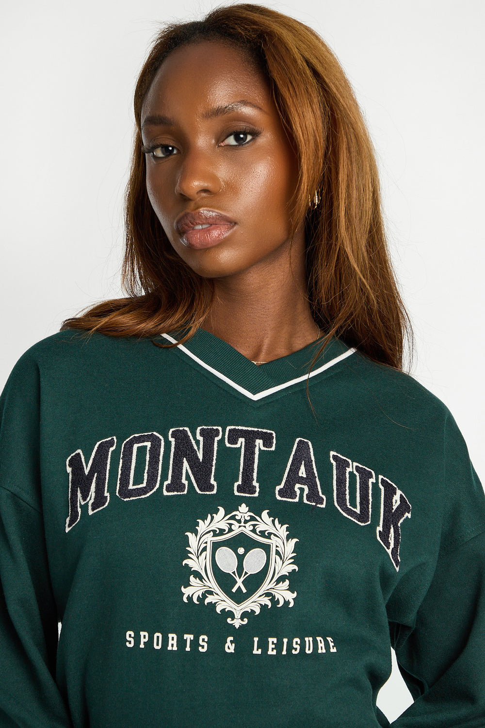 Sweatshirt à col en V décontracté Sweatshirt à col en V décontracté