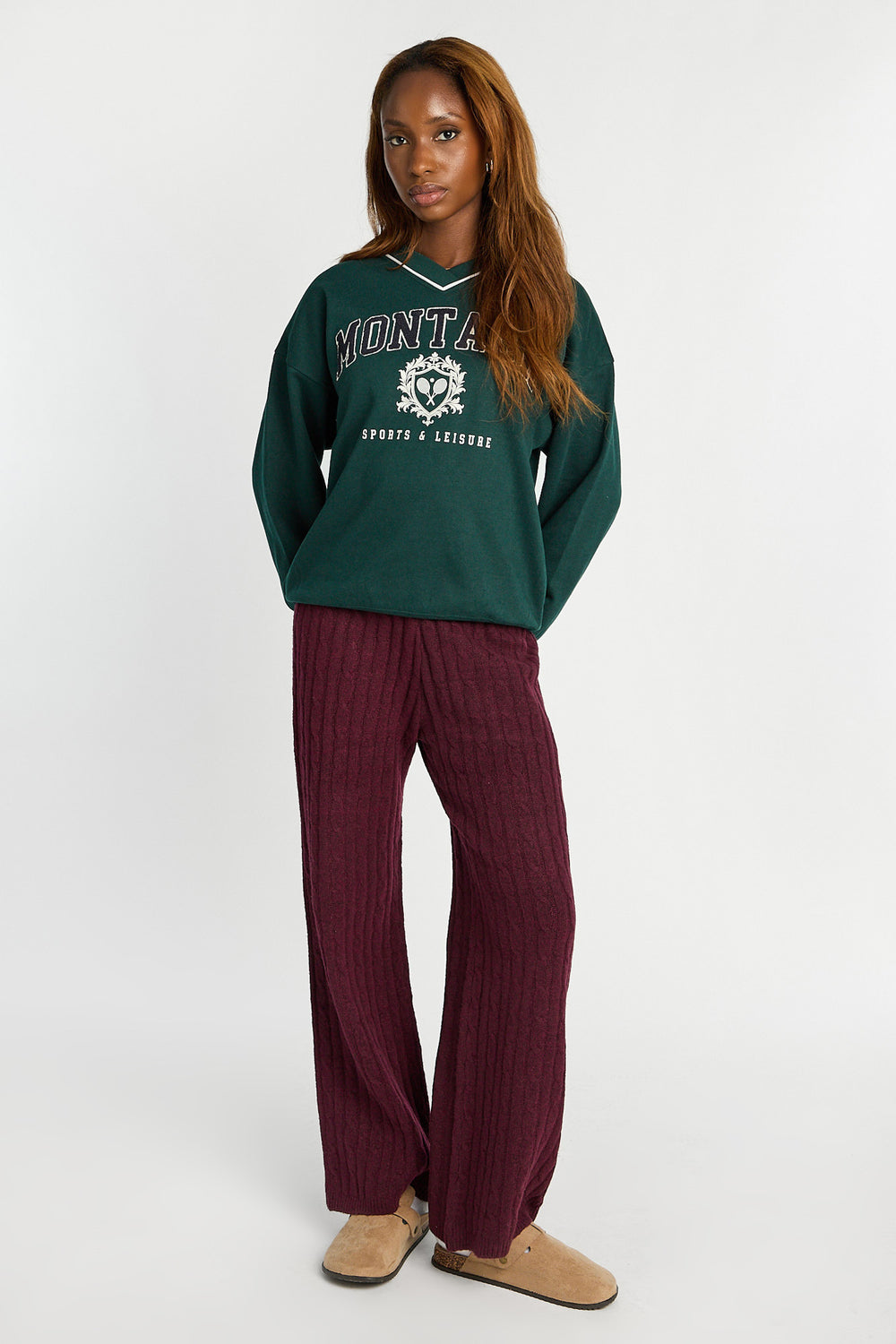 Sweatshirt à col en V décontracté Sweatshirt à col en V décontracté