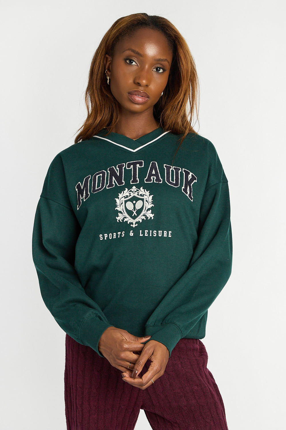 Graphic Relaxed V-Neck Sweatshirt Graphic Relaxed V-Neck Sweatshirt