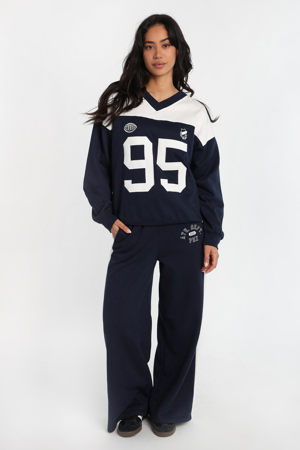 Sweatshirt à col en V décontracté Sweatshirt à col en V décontracté