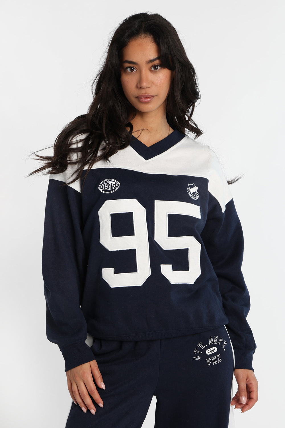 Sweatshirt à col en V décontracté Sweatshirt à col en V décontracté