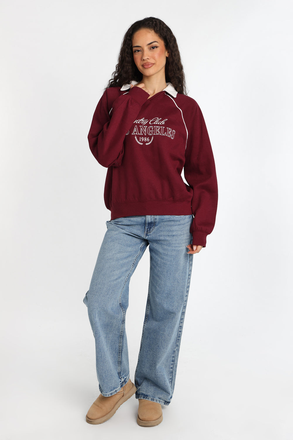 Sweatshirt rugby polo en molleton Sweatshirt rugby polo en molleton