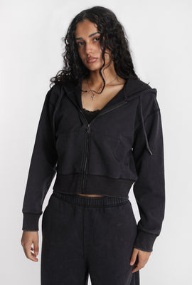 Washed Midi Zip-Up Hoodie