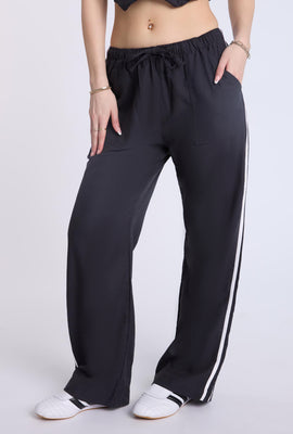 Pantalon à jambe large en mélange de lin