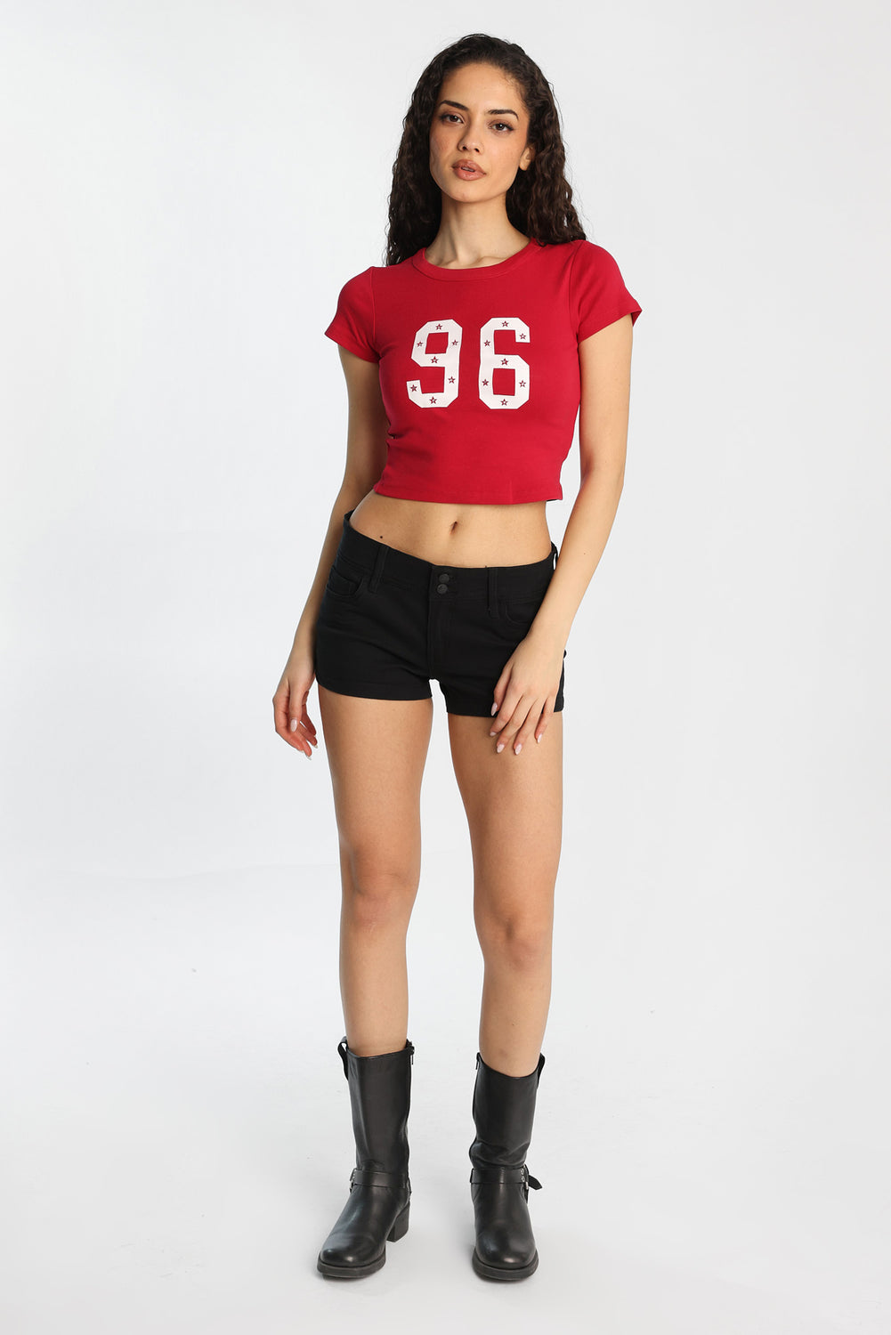 Mini short en sergé taille basse Mini short en sergé taille basse