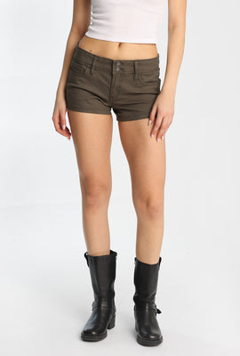 Low Rise Twill Mini Shorts