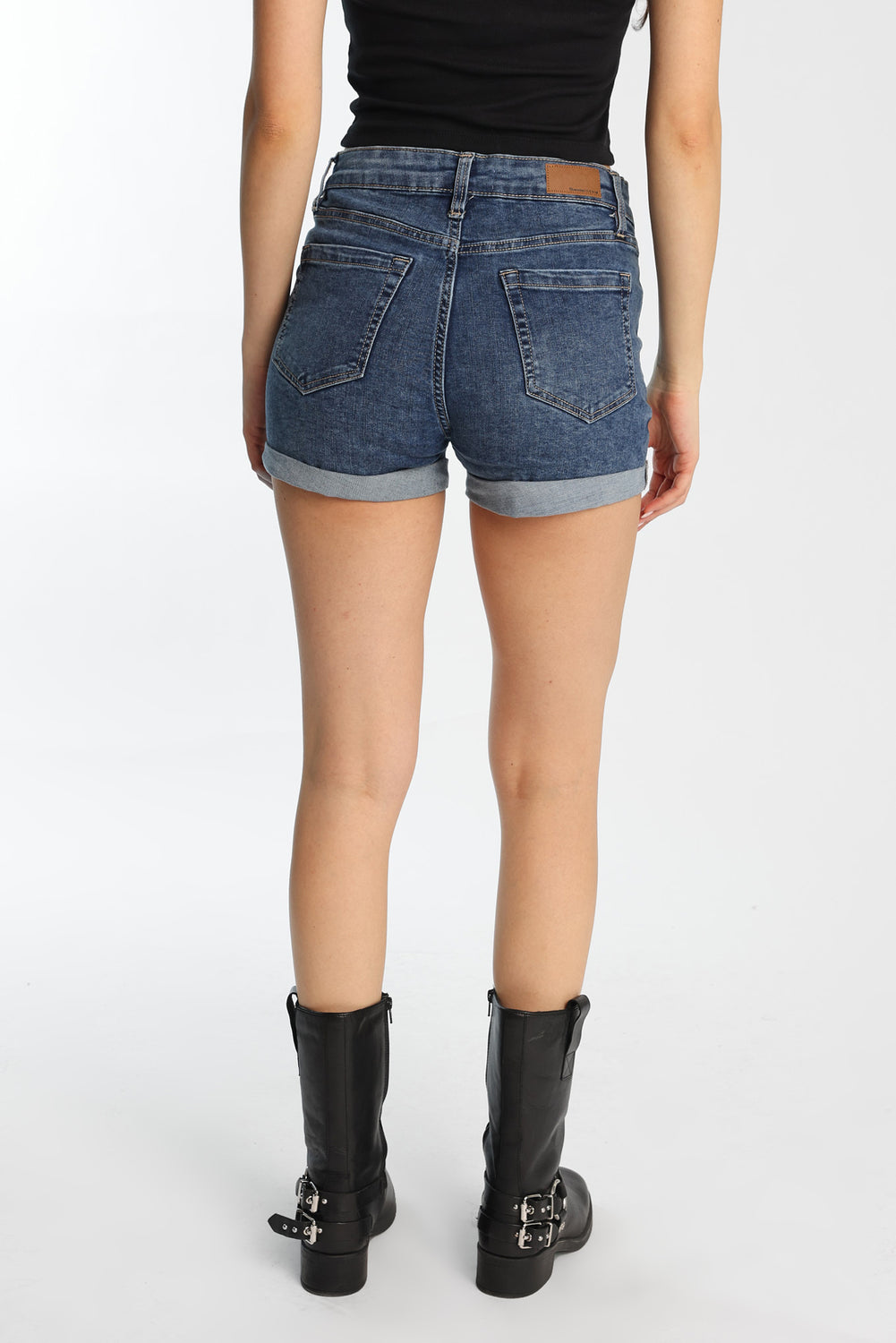 High Rise Midi Denim Shorts High Rise Midi Denim Shorts