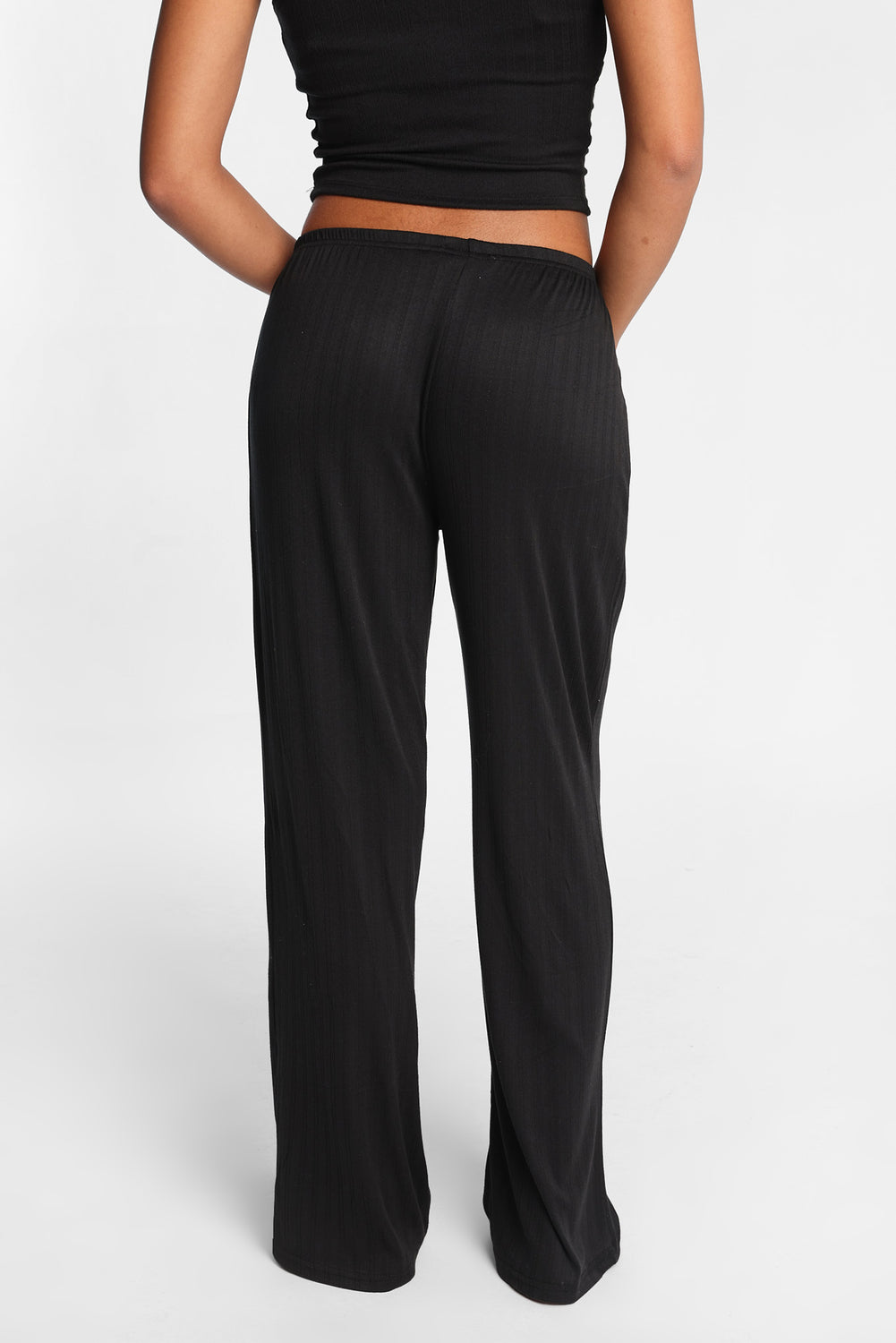 Pantalon de pyjama en tricot pointelle à jambes larges Pantalon de pyjama en tricot pointelle à jambes larges