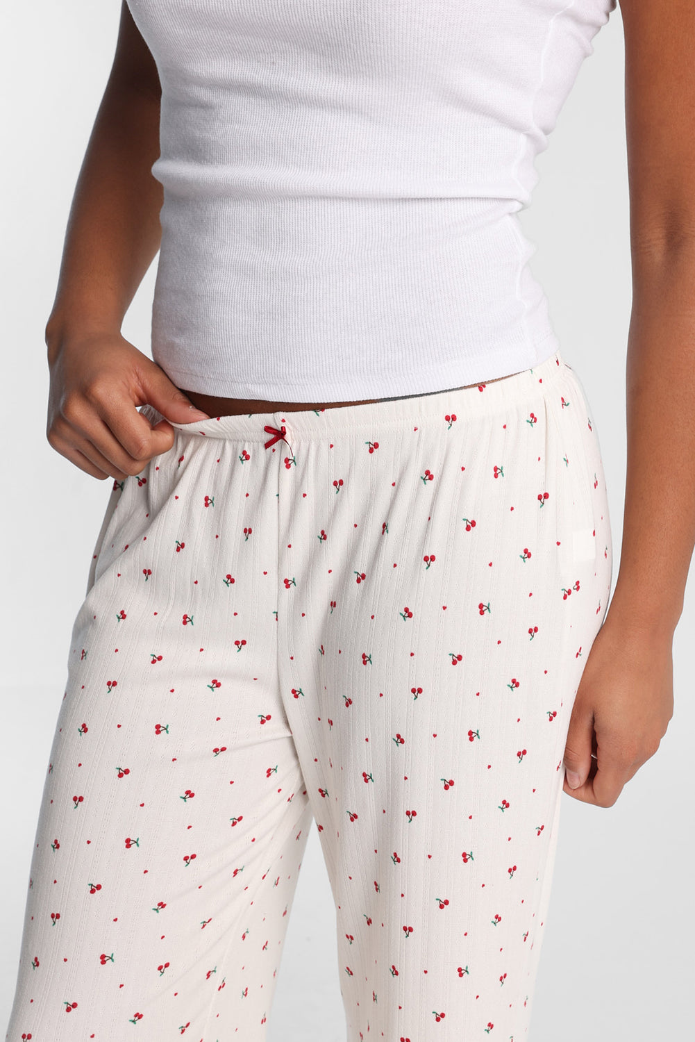 Pantalon de pyjama en tricot pointelle à jambes larges Pantalon de pyjama en tricot pointelle à jambes larges