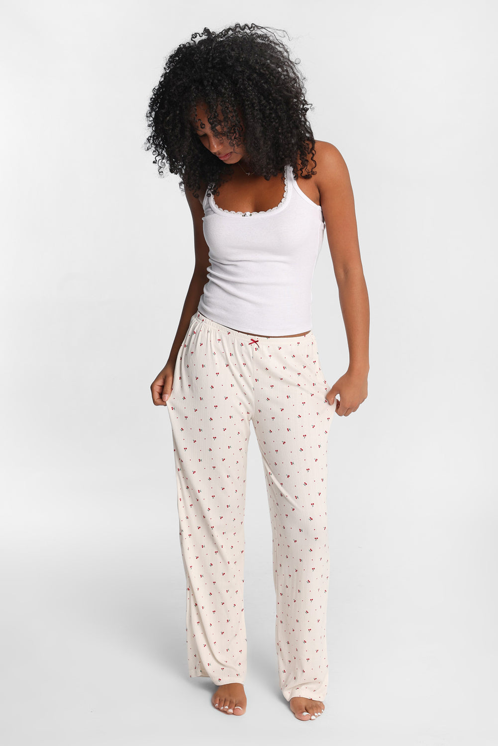 Pointelle Knit Wide-Leg Pajama Pants Pointelle Knit Wide-Leg Pajama Pants