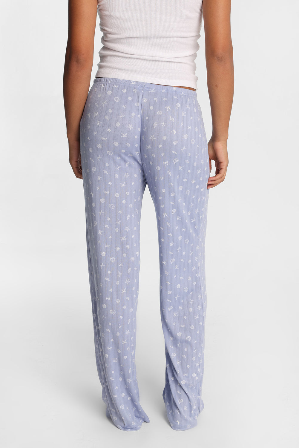 Pantalon de pyjama en tricot pointelle à jambes larges Pantalon de pyjama en tricot pointelle à jambes larges