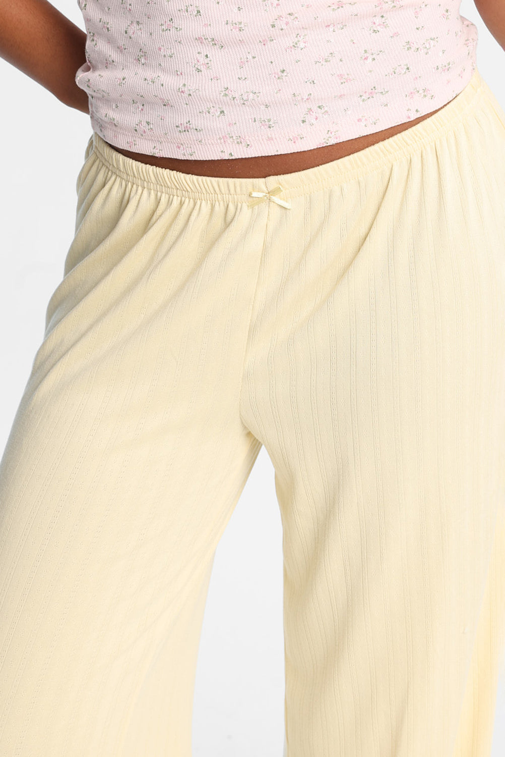 Pantalon de pyjama en tricot pointelle à jambes larges Pantalon de pyjama en tricot pointelle à jambes larges