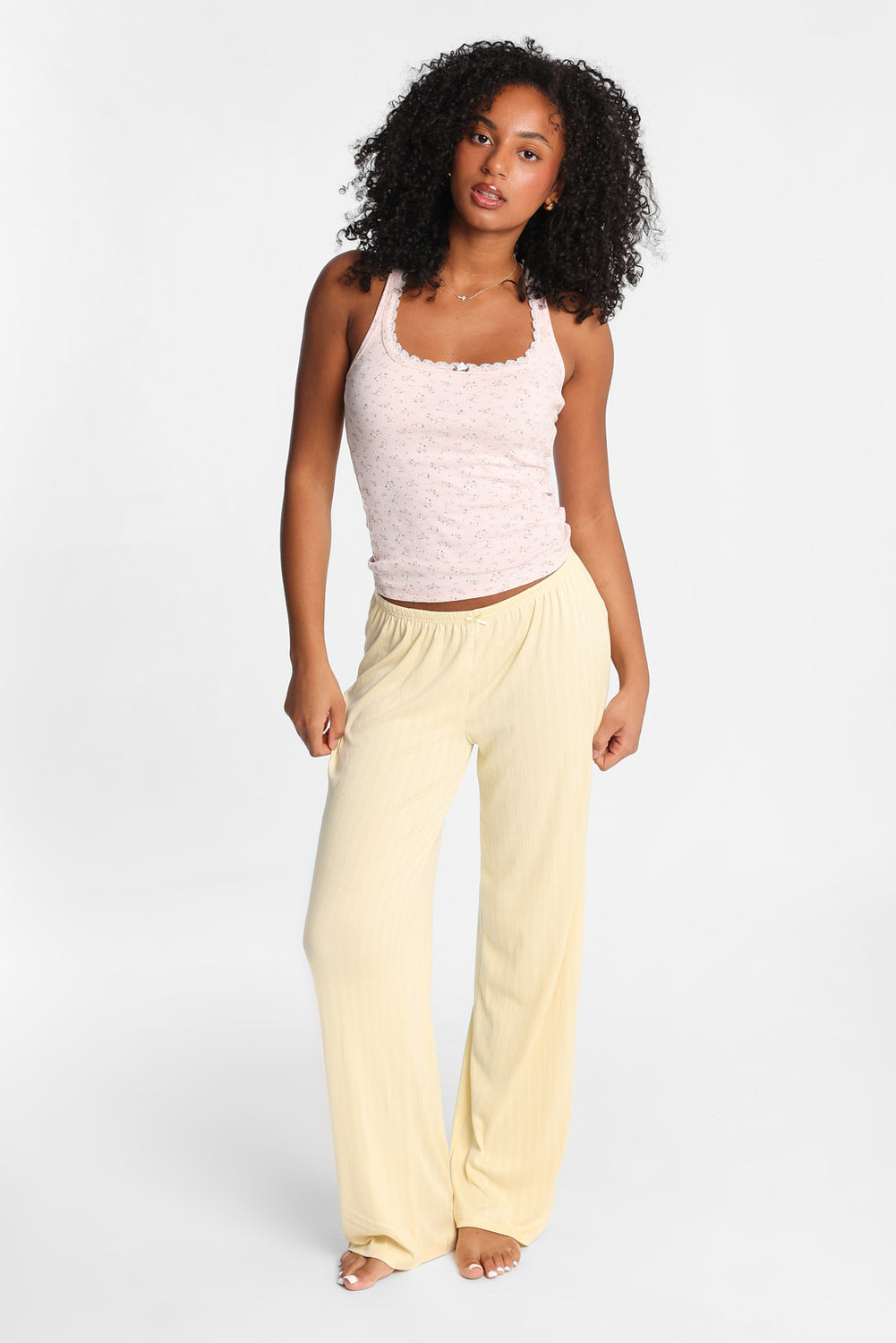 Pointelle Knit Wide-Leg Pajama Pants Pointelle Knit Wide-Leg Pajama Pants