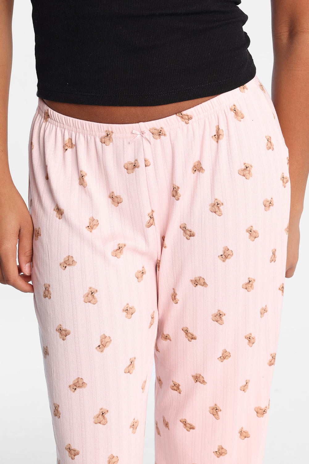 Pantalon de pyjama en tricot pointelle à jambes larges Pantalon de pyjama en tricot pointelle à jambes larges