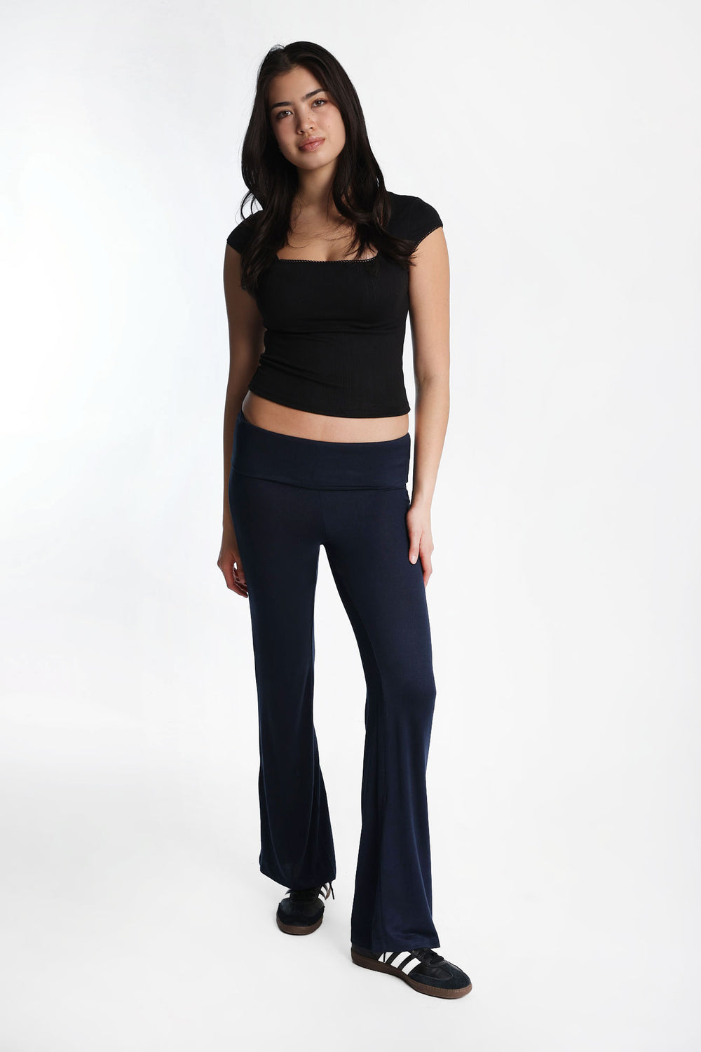 Pantalon évasé à taille rabattable super doux Pantalon évasé à taille rabattable super doux