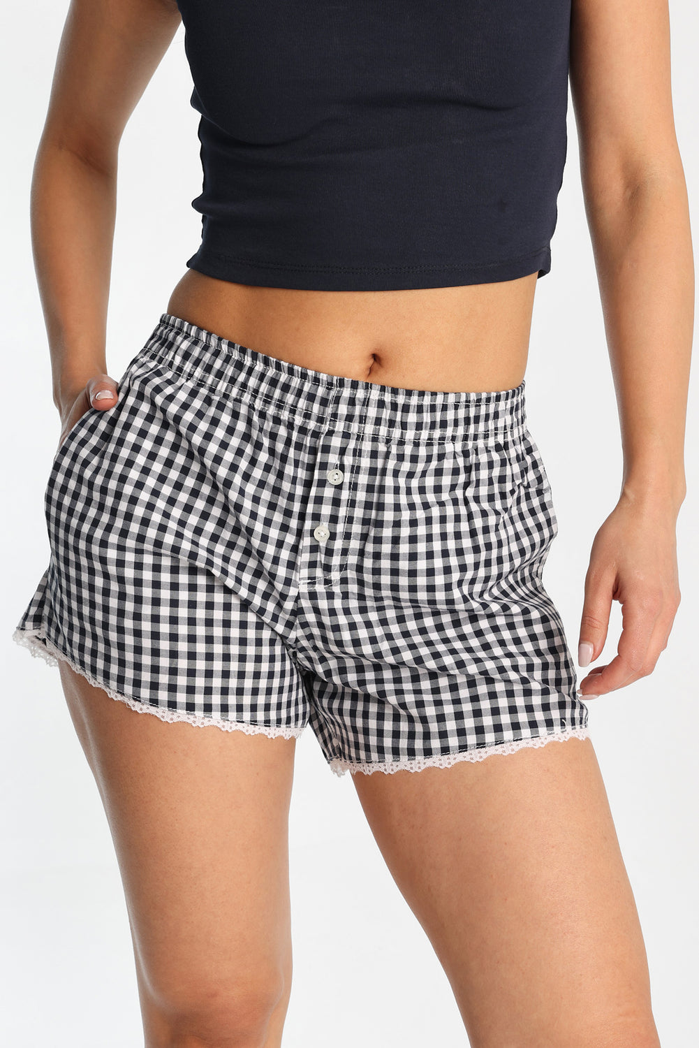 Lace Applique Poplin Boxer Shorts Lace Applique Poplin Boxer Shorts