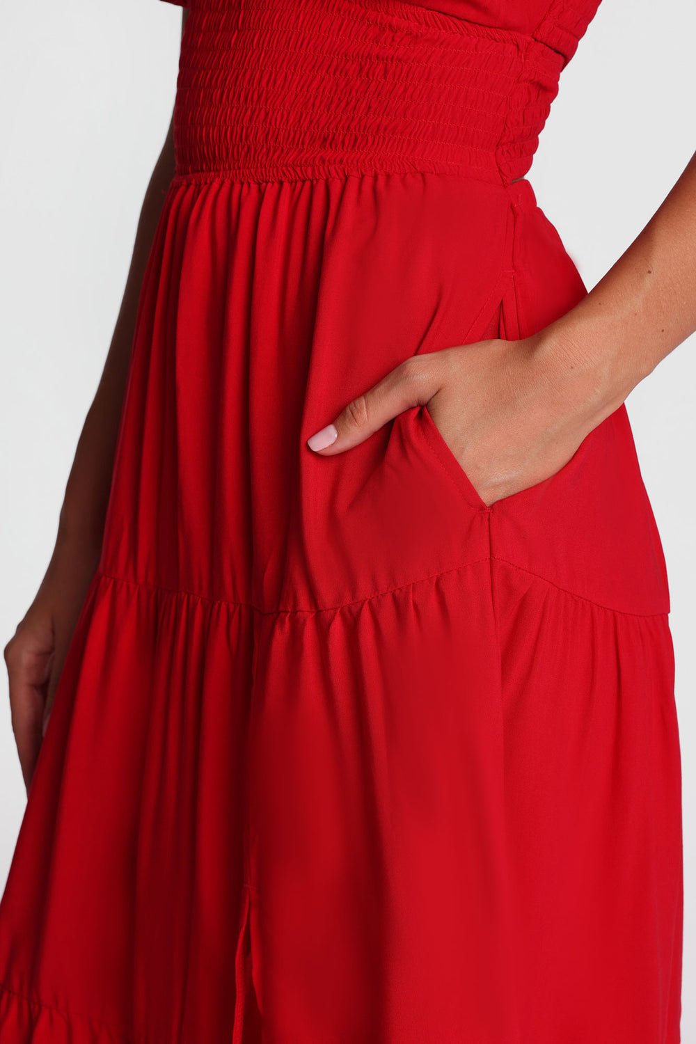 Robe maxi dos croisé à taille smockée Robe maxi dos croisé à taille smockée