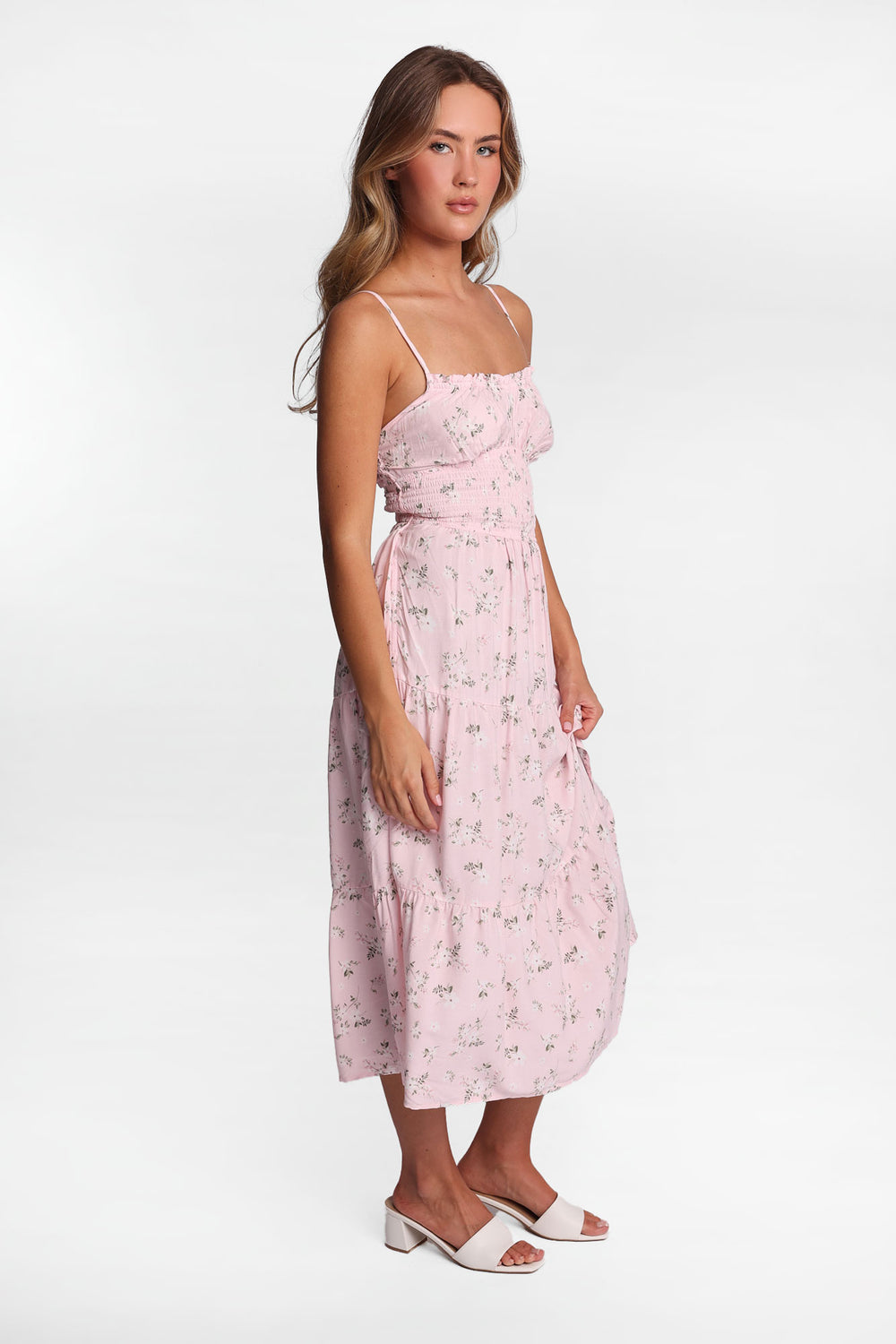 Robe maxi dos croisé à taille smockée Robe maxi dos croisé à taille smockée