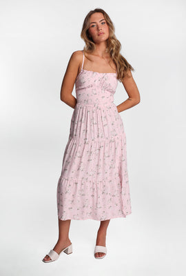 Smocked Waist Cross-Back Maxi Dress