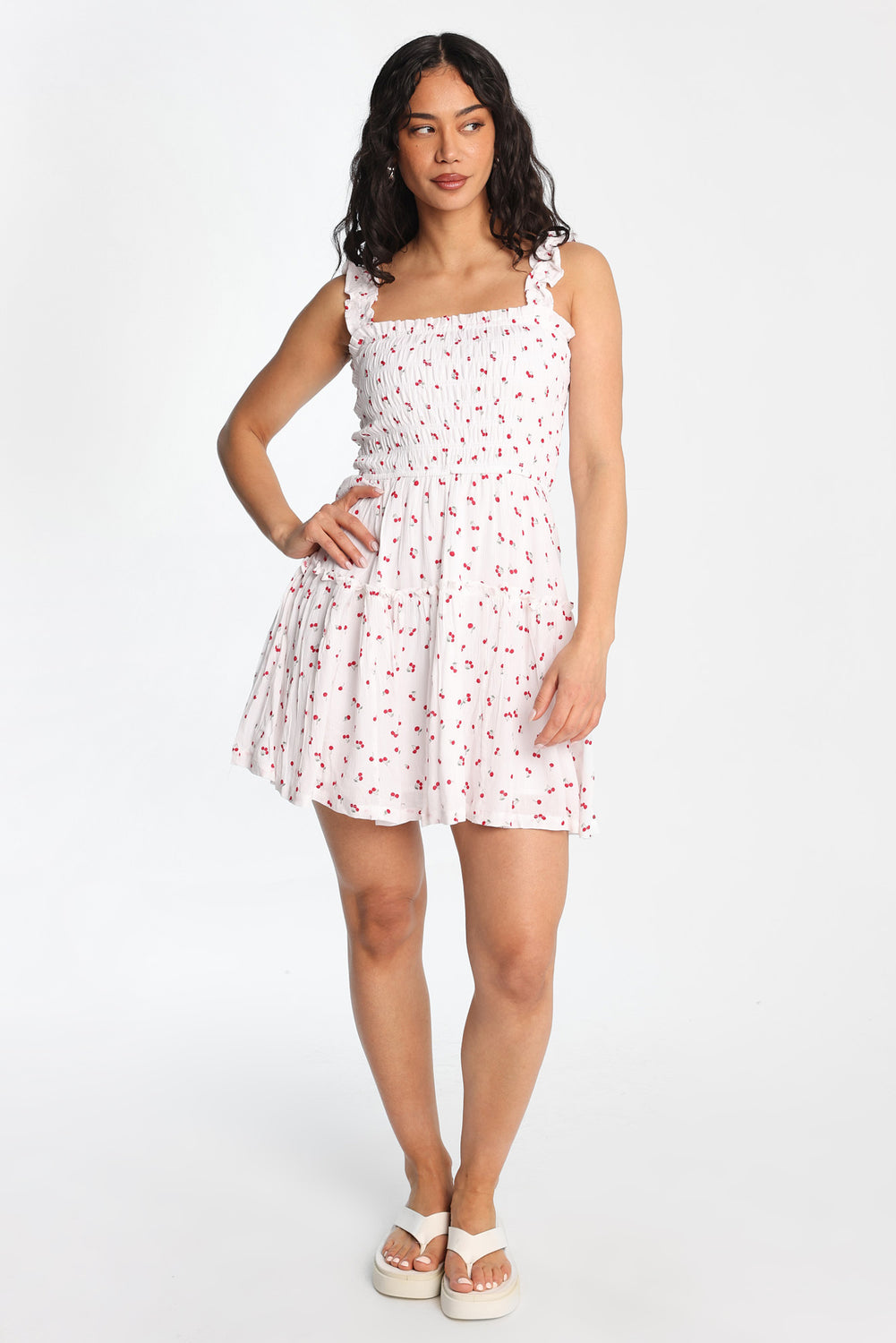 Flutter Strap Tiered Smocked Mini Dress Flutter Strap Tiered Smocked Mini Dress