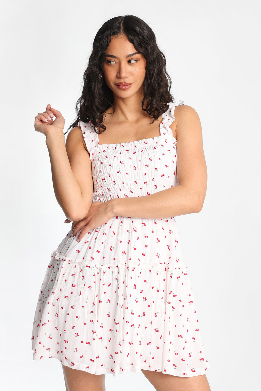 Flutter Strap Tiered Smocked Mini Dress Flutter Strap Tiered Smocked Mini Dress