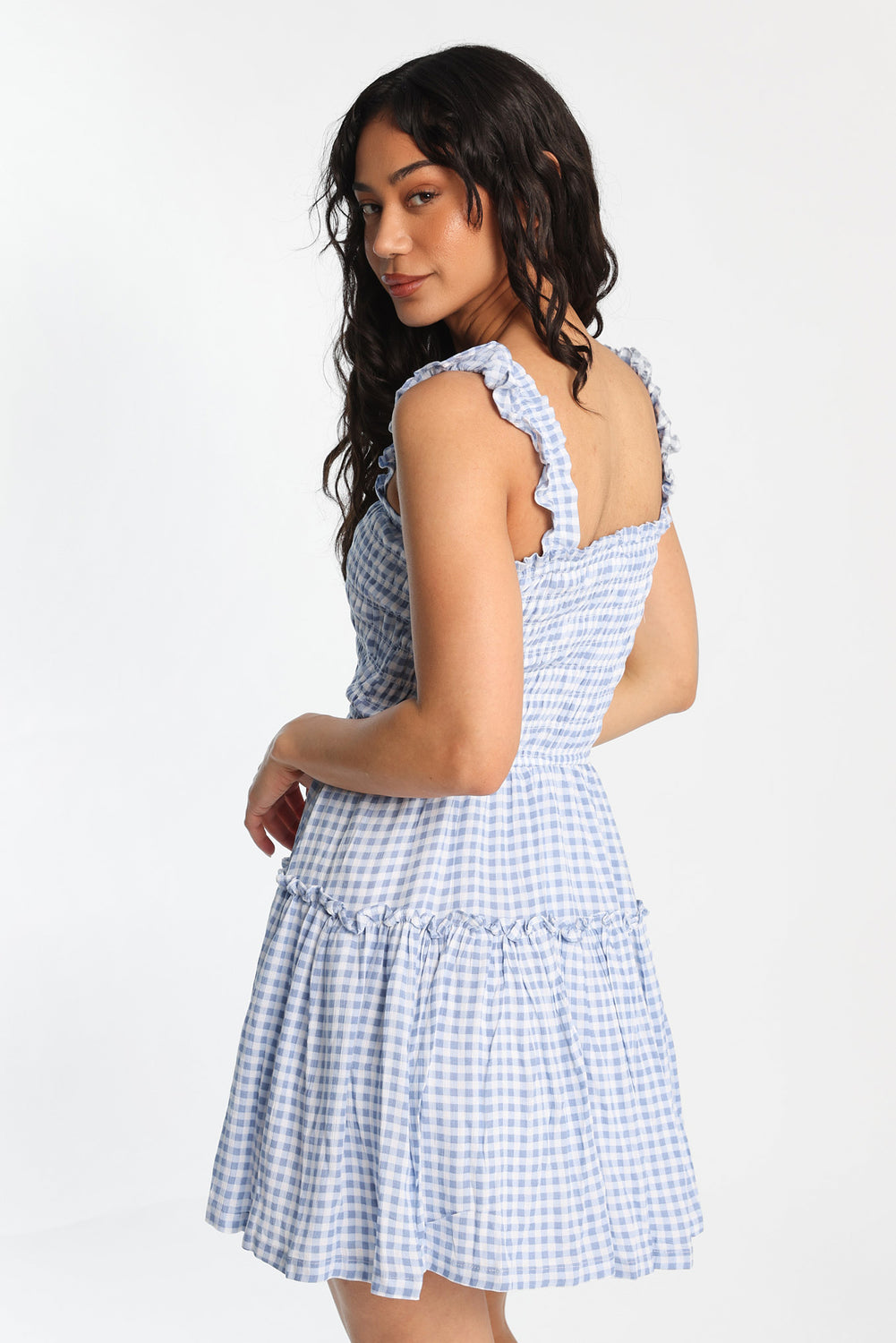 Flutter Strap Tiered Smocked Mini Dress Flutter Strap Tiered Smocked Mini Dress