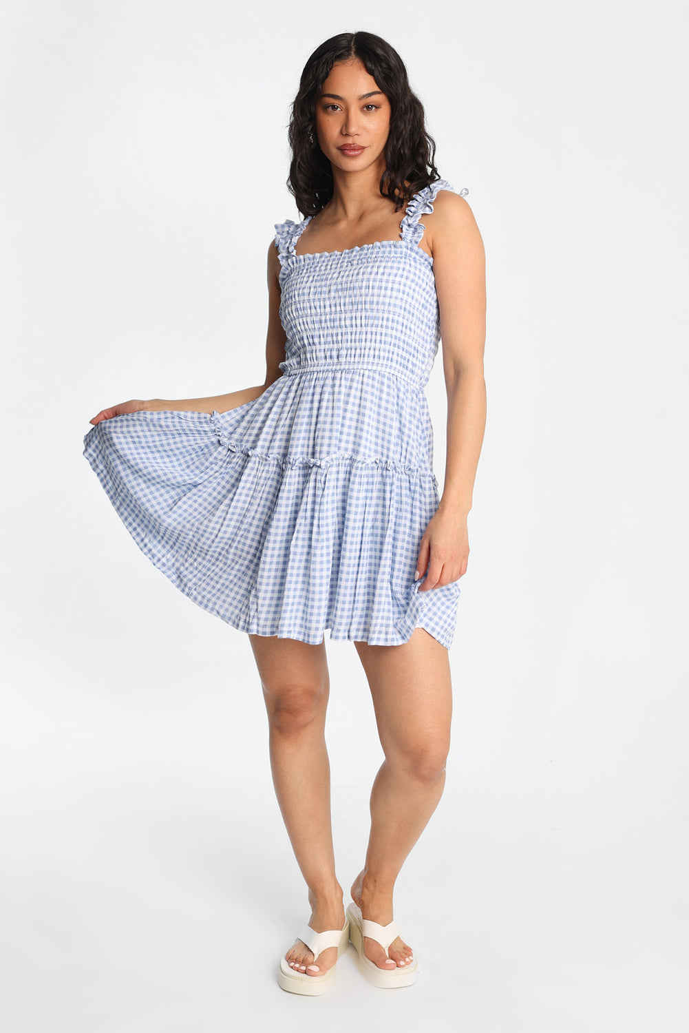 Flutter Strap Tiered Smocked Mini Dress Flutter Strap Tiered Smocked Mini Dress