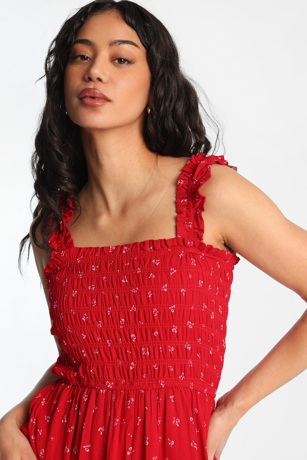 Flutter Strap Tiered Smocked Mini Dress Flutter Strap Tiered Smocked Mini Dress