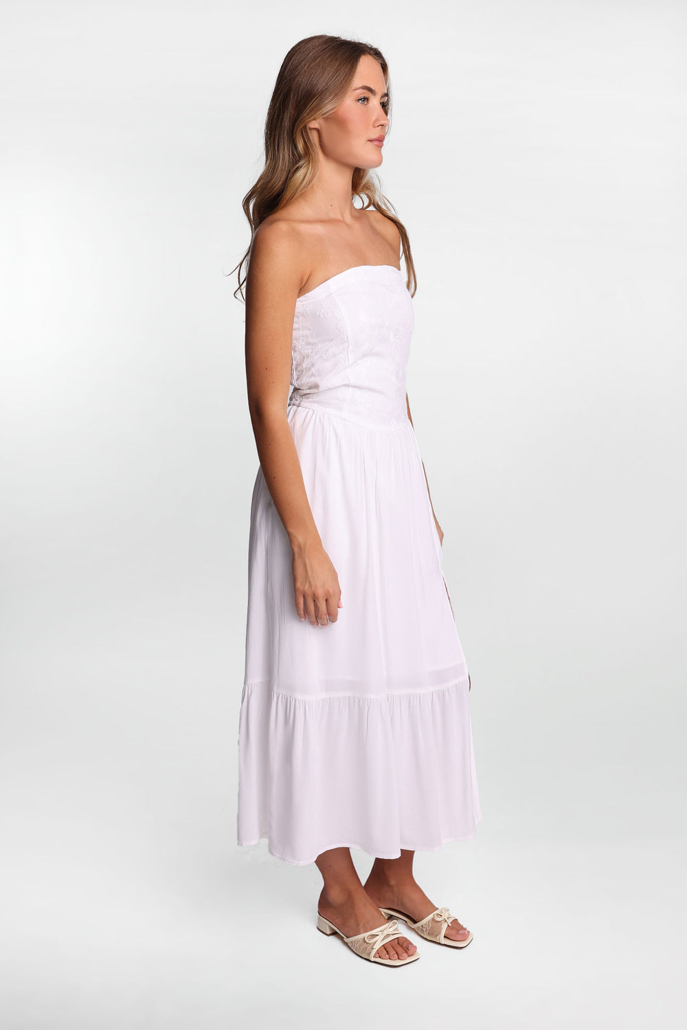 Strapless Embroidered Bustier Maxi Dress Strapless Embroidered Bustier Maxi Dress