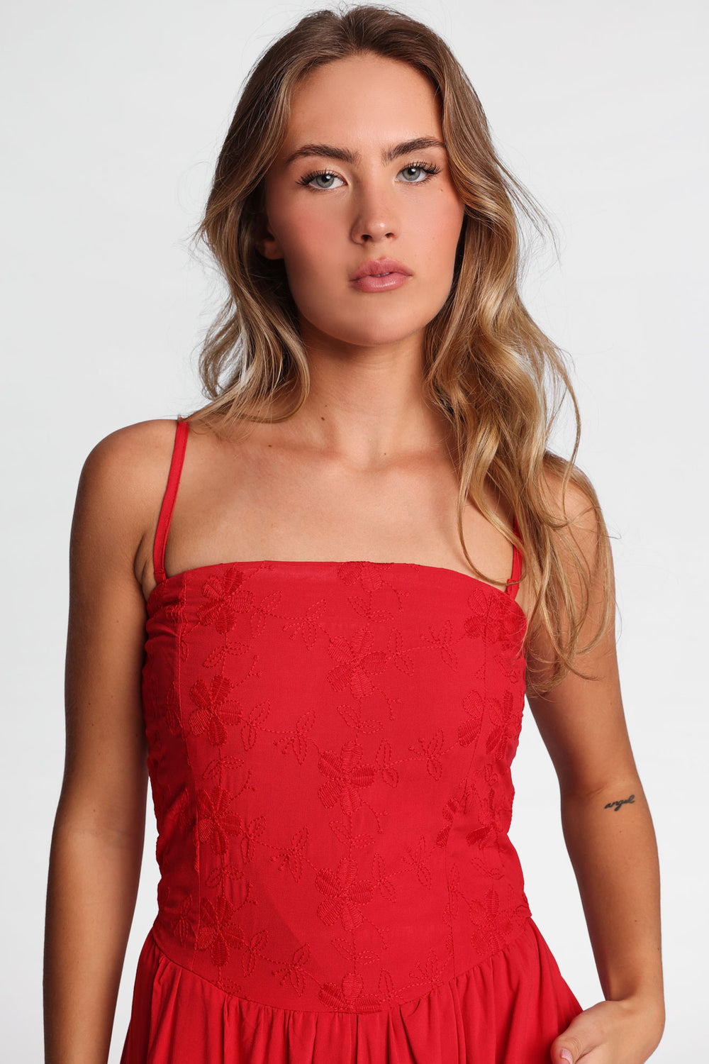 Strapless Embroidered Bustier Maxi Dress Strapless Embroidered Bustier Maxi Dress