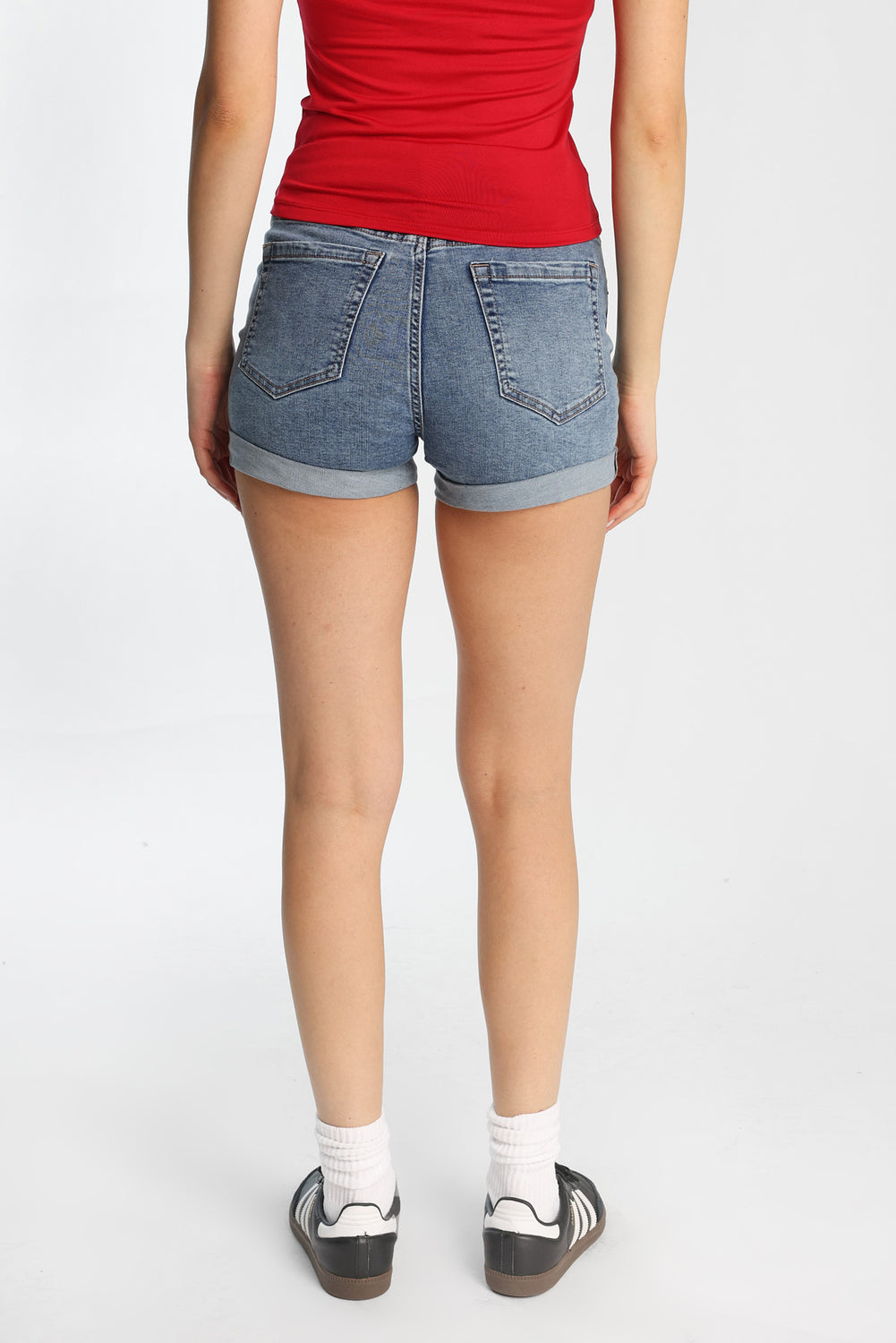 Short en denim midi taille haute Short en denim midi taille haute
