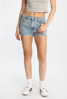 Short en denim taille haute coupe mom