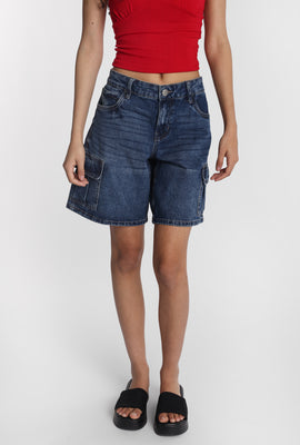 Short en jean cargo taille basse
