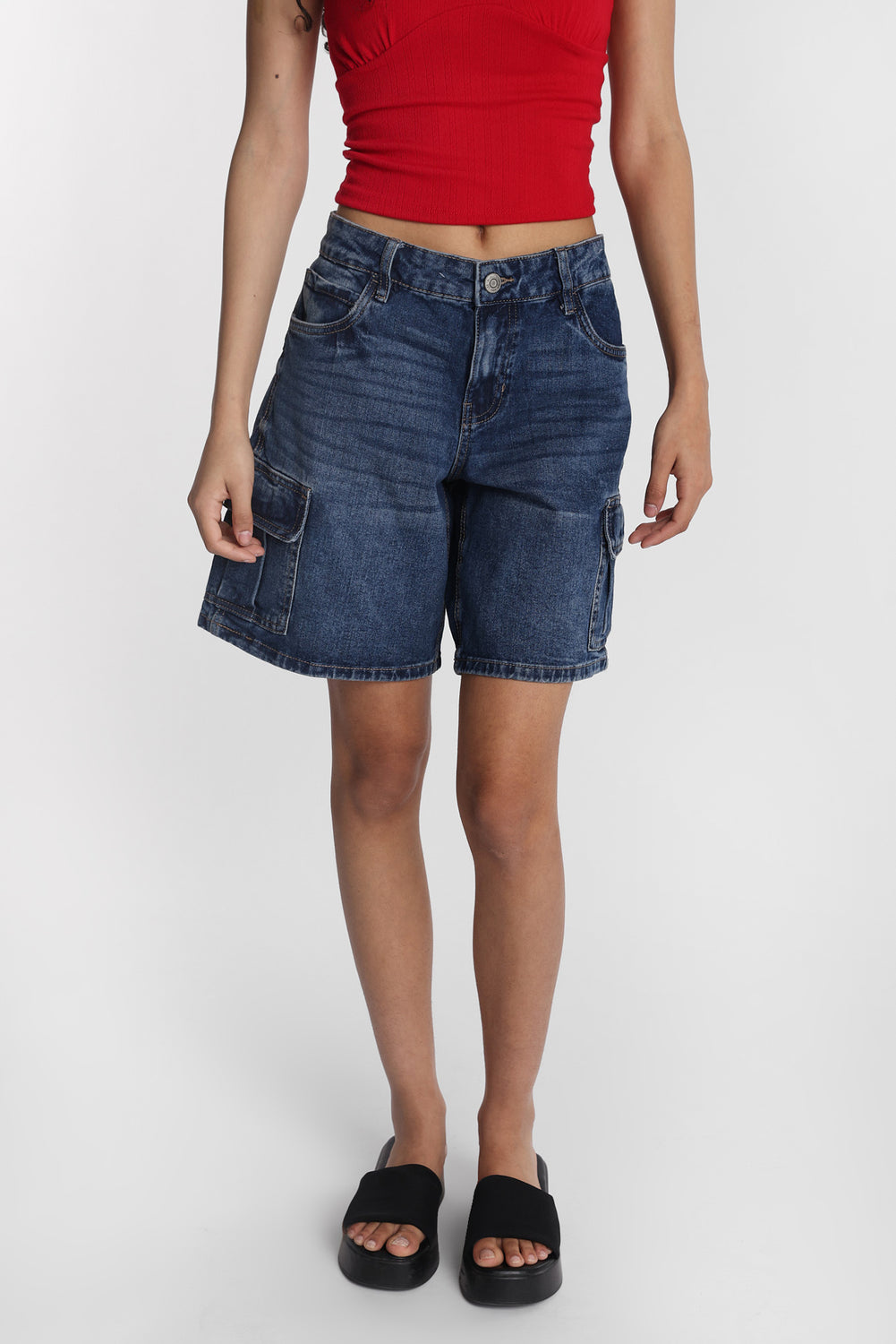 Short en jean cargo taille basse Short en jean cargo taille basse