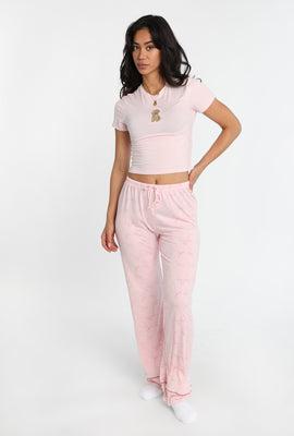 Ensemble pyjama t-shirt écourté et pantalon de pyjama ultra doux