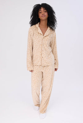 Velour Pajama Shirt & Pants Set