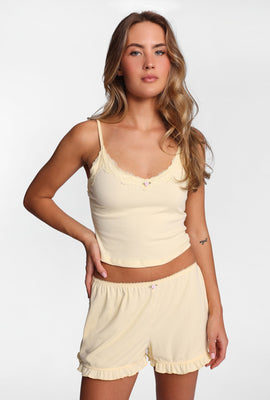 Ensemble short et débardeur pyjama en tricot côtelé super doux