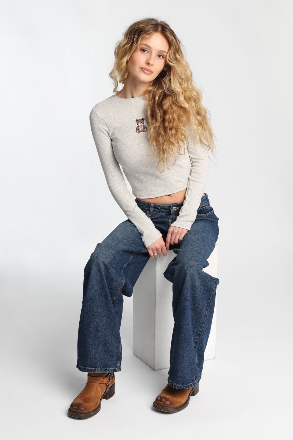 Teddy Bear Graphic Long Sleeve Baby Tee Teddy Bear Graphic Long Sleeve Baby Tee