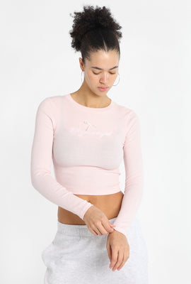 T-shirt ajusté à manches longues brodé I'm Just A Girl