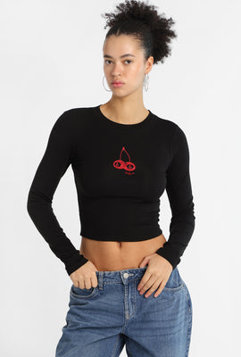 Lucky Cherry Graphic Long Sleeve Baby Tee