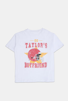 T-shirt coupe boyfriend imprimé Go Taylor's Boyfriend