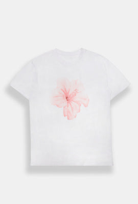 T-shirt coupe boyfriend imprimé hibiscus