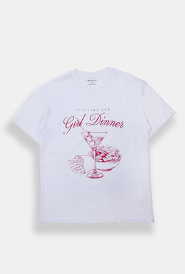 T-shirt boyfriend imprimé It's Time For Girl Dinner
