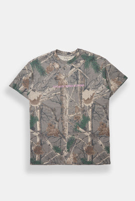 Too Busy Doing Nothing Tree Camo Embroidered Boyfriend Tee