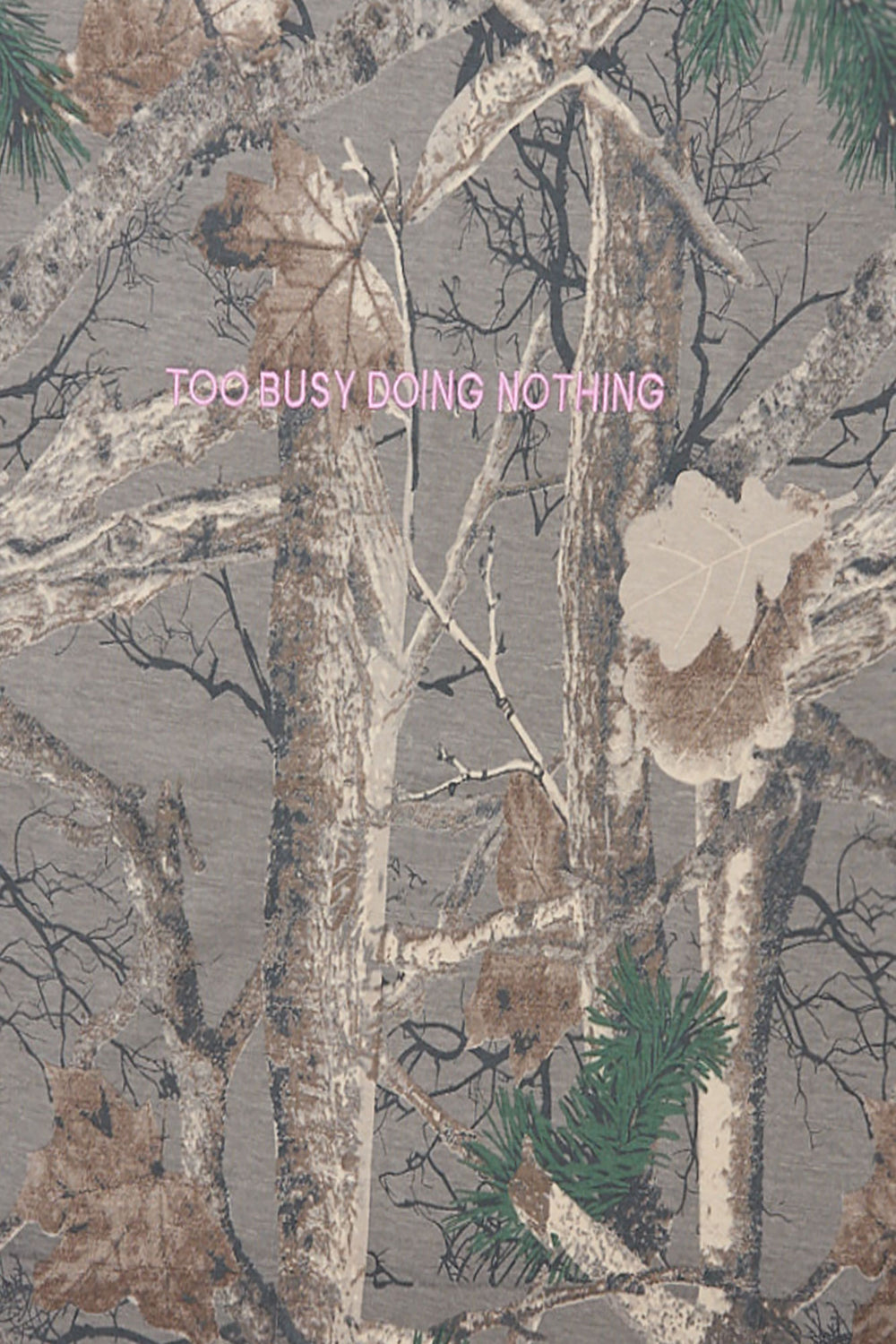 Too Busy Doing Nothing Tree Camo Embroidered Boyfriend Tee Too Busy Doing Nothing Tree Camo Embroidered Boyfriend Tee