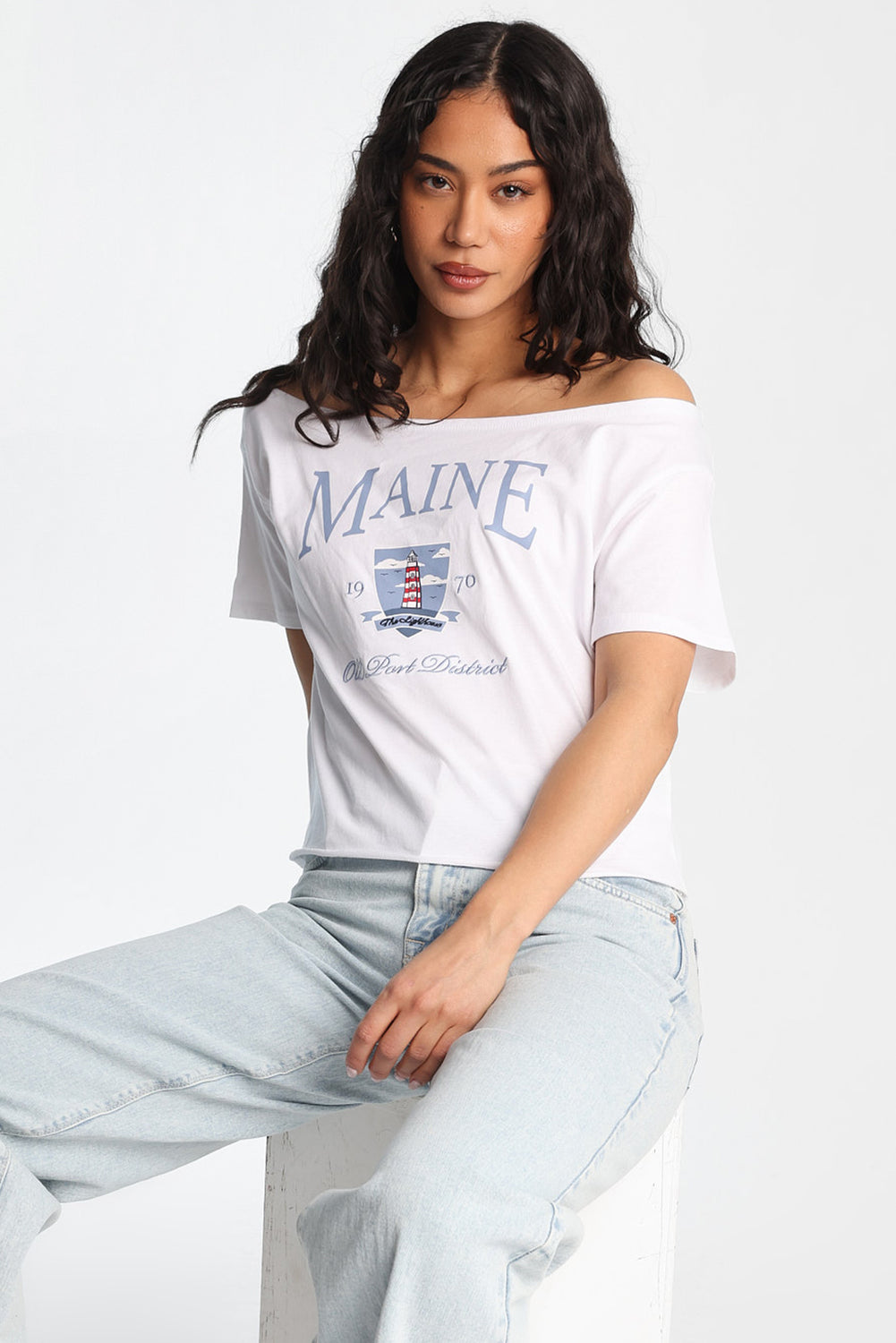 Maine Off-Shoulder Short Sleeve Tee Maine Off-Shoulder Short Sleeve Tee
