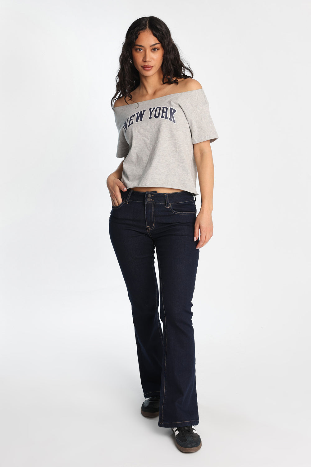 New York Off-Shoulder Short Sleeve Tee New York Off-Shoulder Short Sleeve Tee